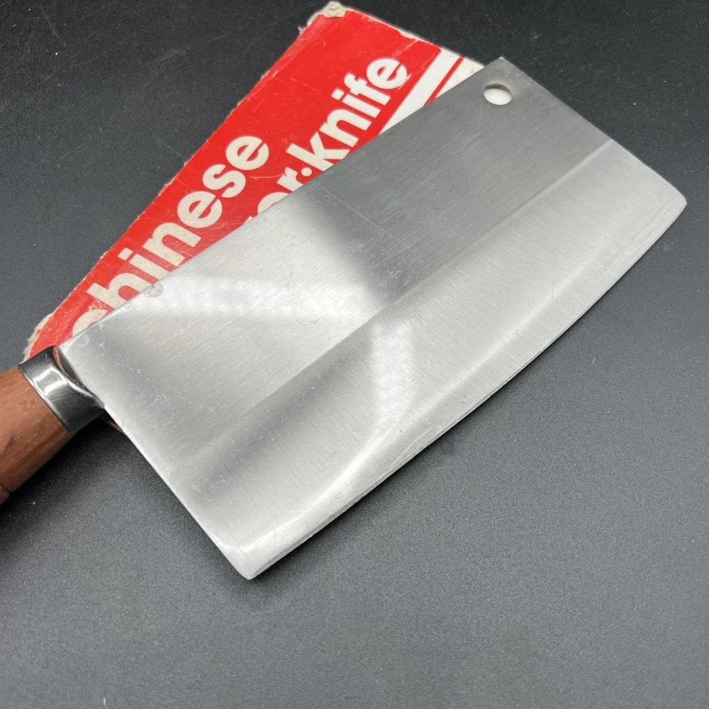 Old Chinese Stamped Cleaver Meat Chopping Chef Knife 8